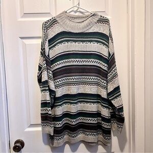 Ilanco Vintage Sweater fair isle fisherman pull men medium grandpa fall crewneck